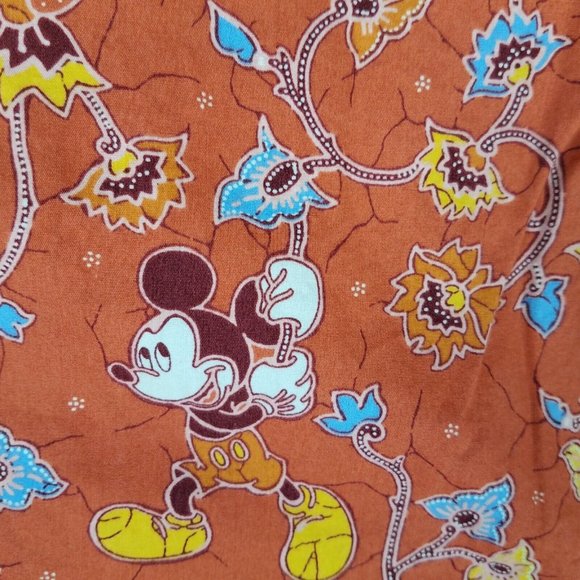 Disney Shirt Girl's Kid's 14 Orange Button Front Mickey Mouse Floral Ruffles - Picture 7 of 10